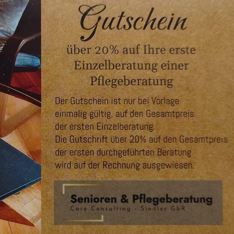 Gutschein über 20 % auf die erste Pflegeberatung