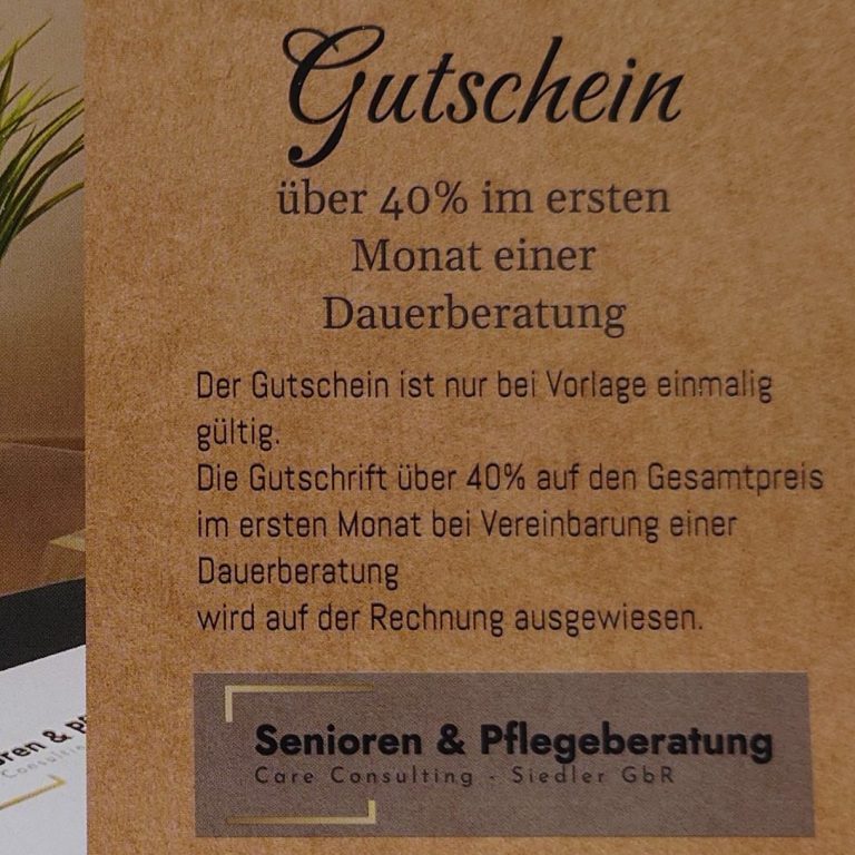 Gutschein über 40% im ersten Monat einer Dauerberatung